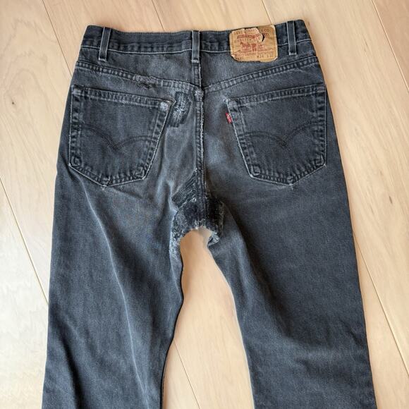 Vintage Levis 517 Jeans 30 Black Patchwork 80s Denim Made in USA Boot Cut 0260 - Picture 7 of 11